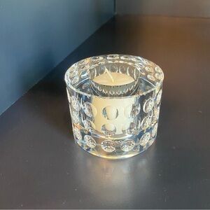 Oleg Cassini Crystal Votive Candle Holder Bubble Design Signed